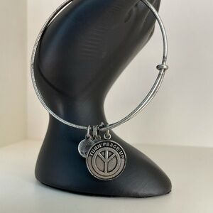 Alex and Ani Turn Peace Up Charm Bangle Silver